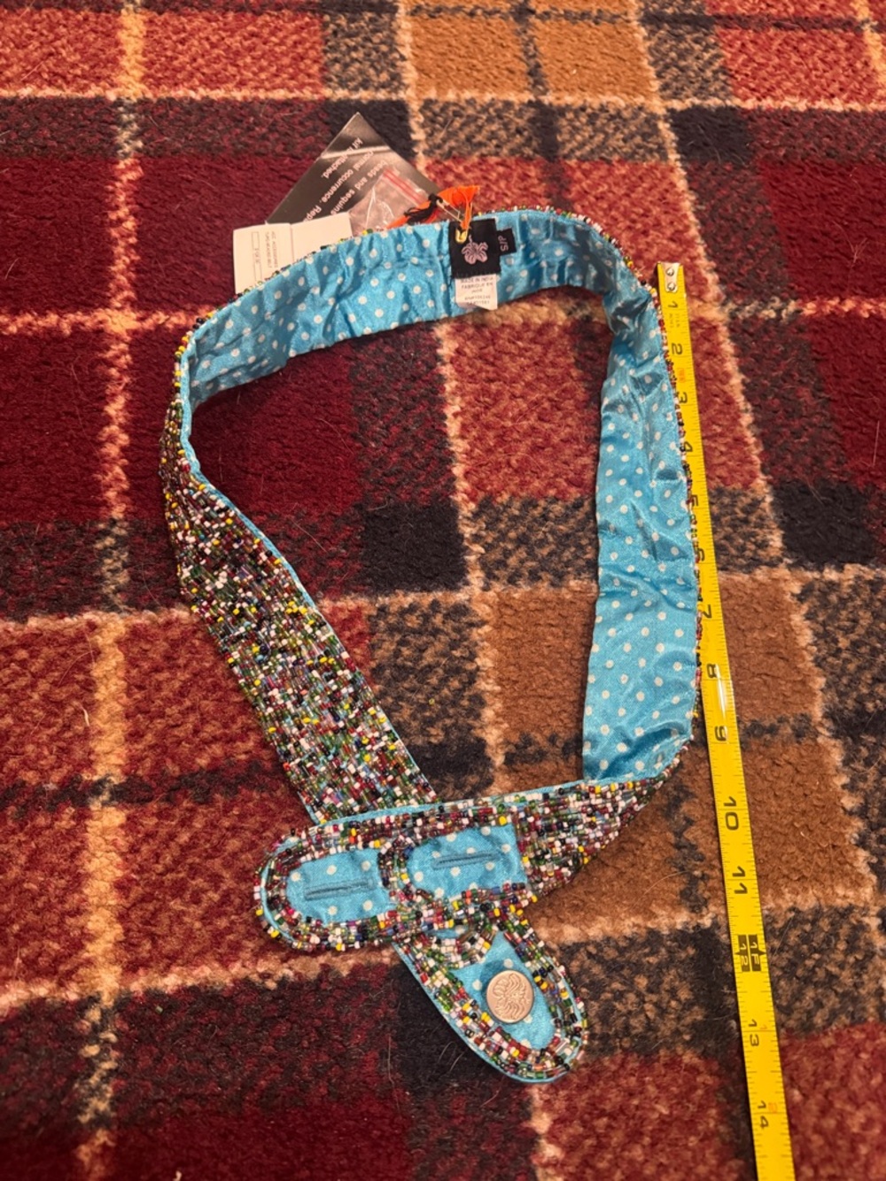 Turquoise Multicolor Beaded Belt. Size small petite never worn - Picture 3 of 8